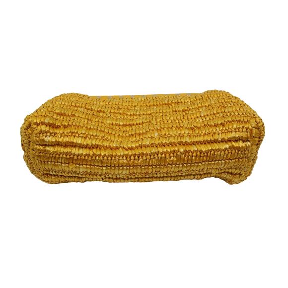 B8 MICHAEL KORS Livia Small Cloud Butter Woven Natural Staw Leather Bag $448 - Picture 4 of 9